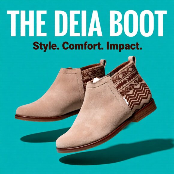 NIB Toms Deia Suede Ankle Boots Youth Size 5.5 MSRP $70 - Picture 2 of 15